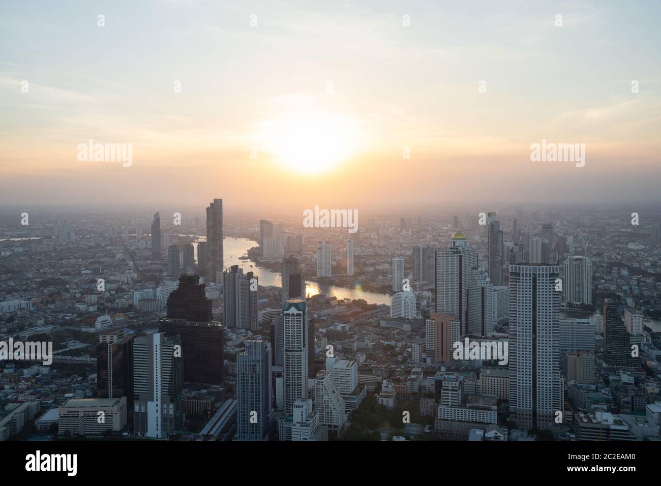 Bangkok cityscape and Chao Phraya river on sunset Stock Photo - Alamy