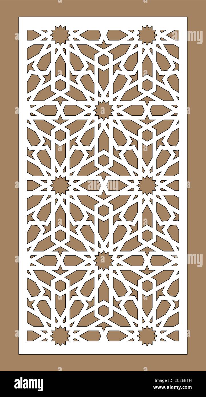 Laser cut vector panel. Cnc decor pattern, jali design, interior partition. Islamic,arabic laser cutting Stock Vector
