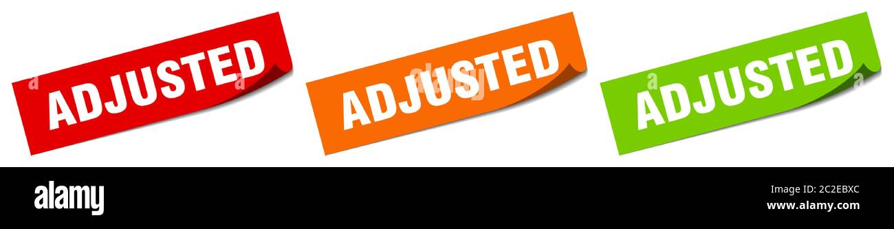 adjusted sticker. adjusted square isolated sign. adjusted label Stock ...