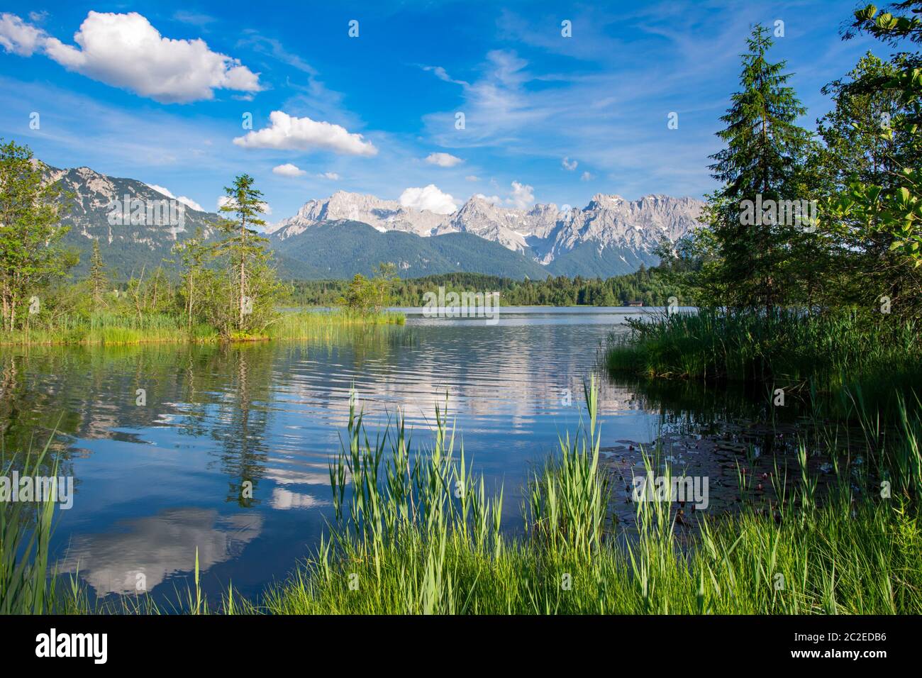 Lake Barmsee at the Karwendel mountains in Bavaria Stock Photo - Alamy