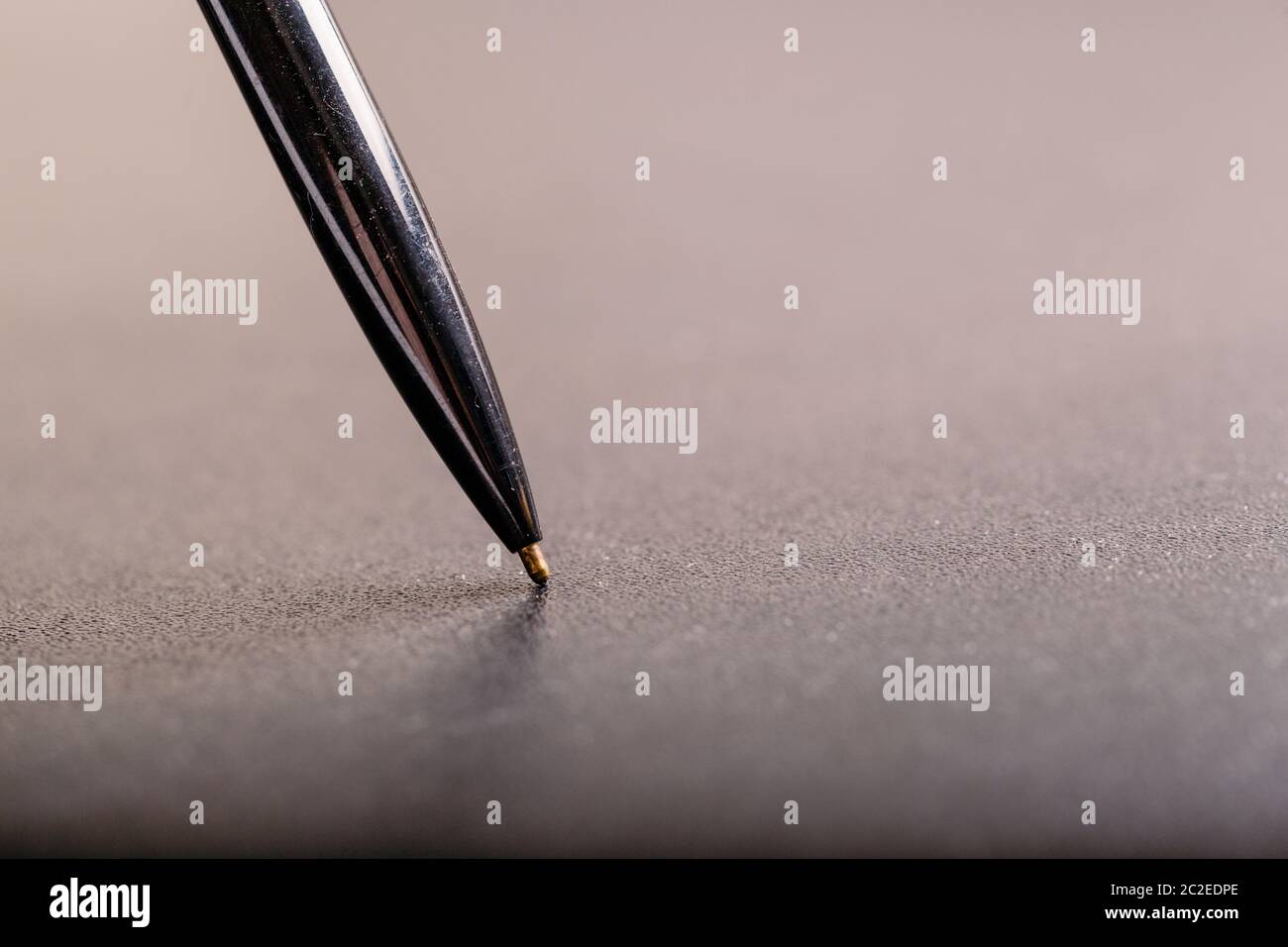 automatic plastic ballpoint pen with clipping path on black background. close up. Stock Photo