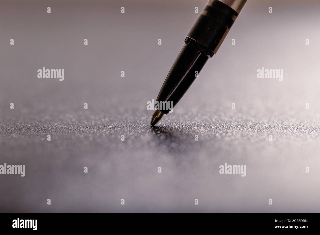automatic plastic ballpoint pen with clipping path on black background. close up. Stock Photo