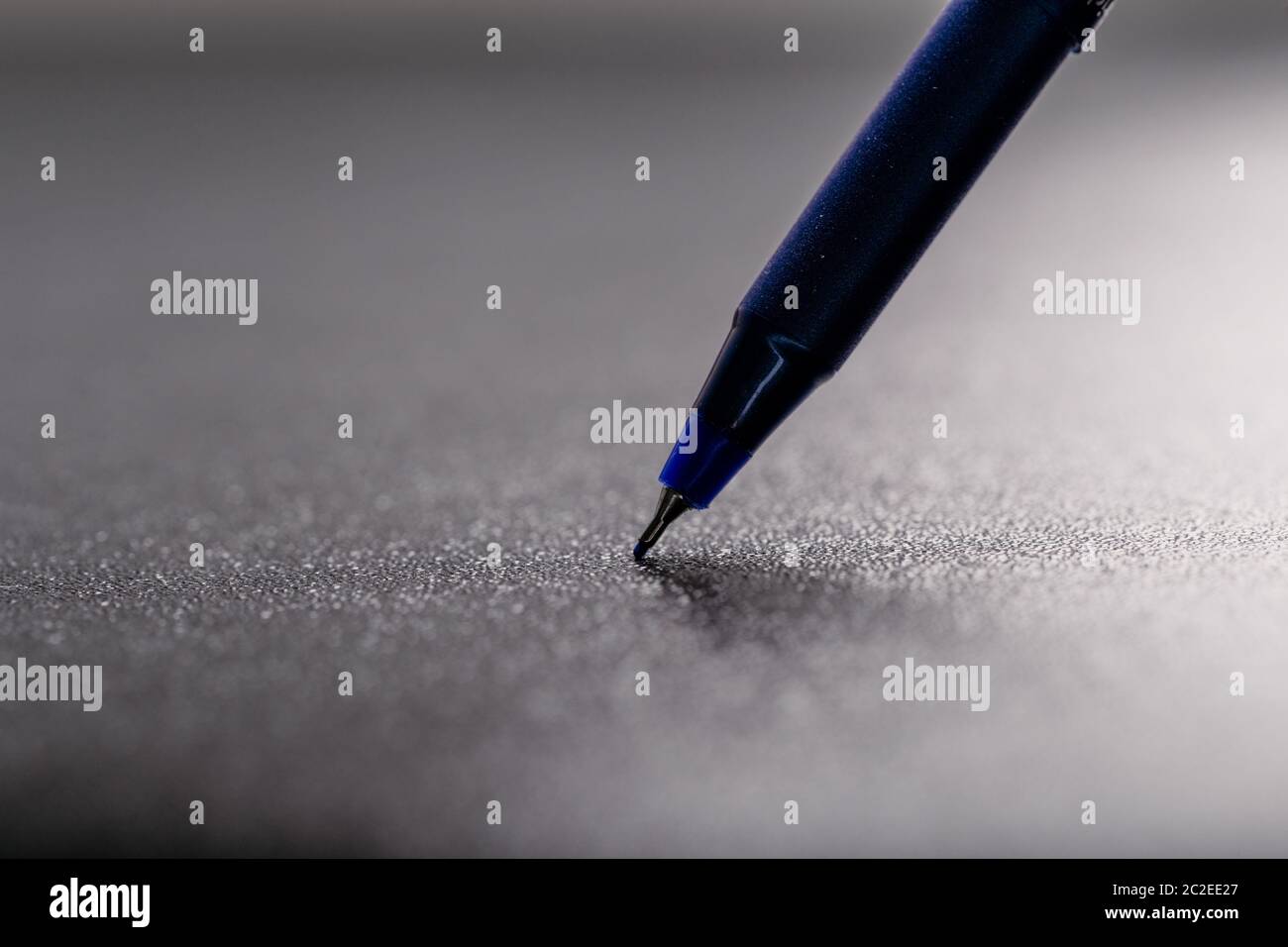 automatic plastic ballpoint pen with clipping path on black background. close up. Stock Photo