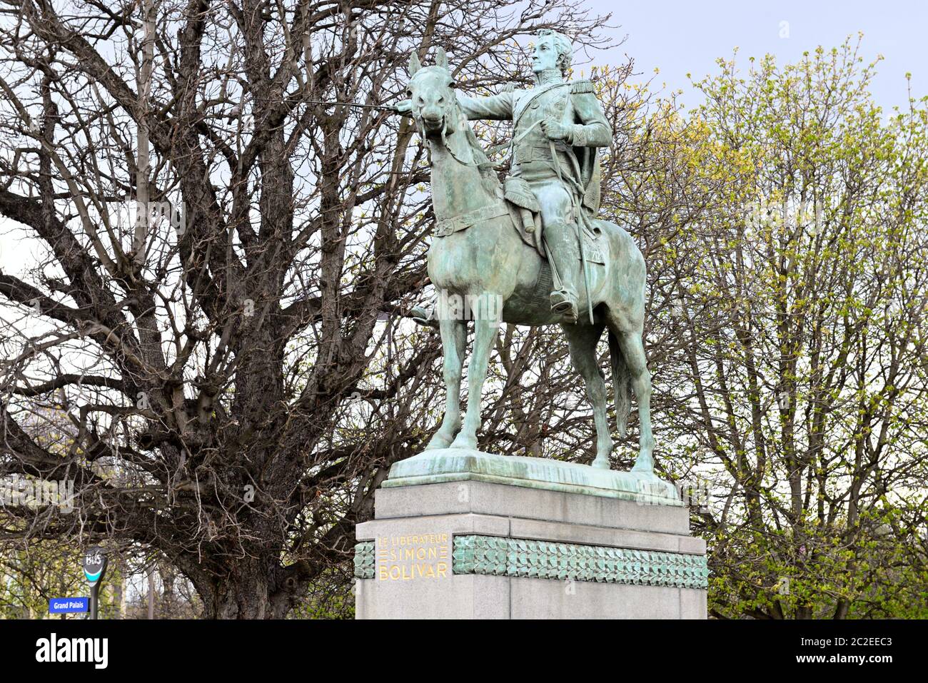 The Statue of Simon Bolivar at Pont Alexandre III, Paris FR Stock Photo