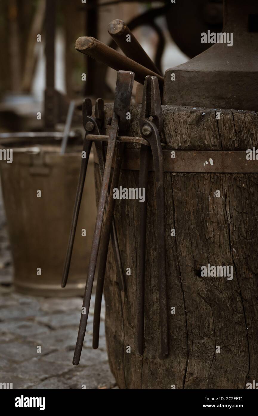 Tools Of A Blacksmith Stock Photo - Alamy