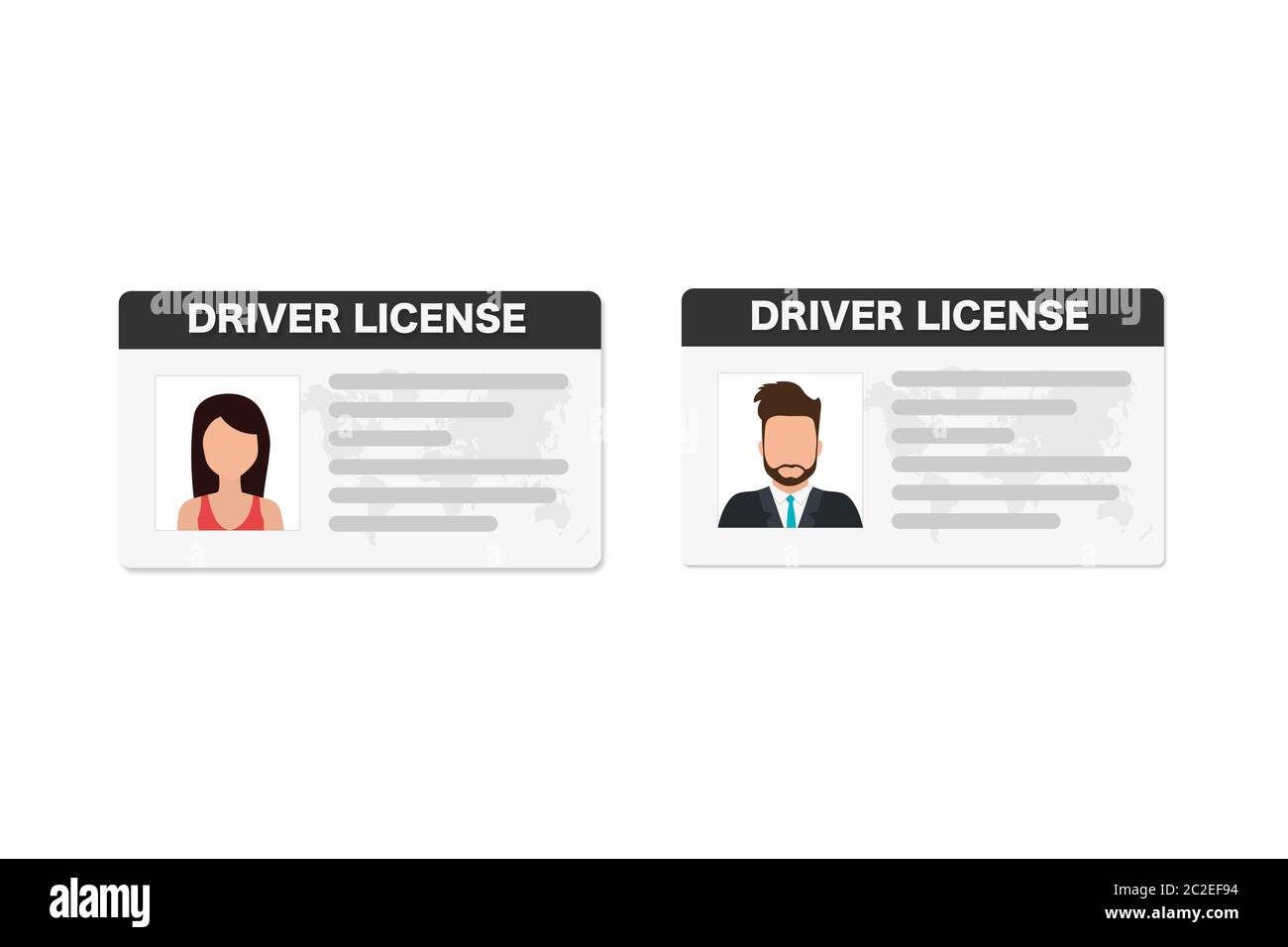 Flat man driver license plastic card template, id card vector illustration Stock Vector