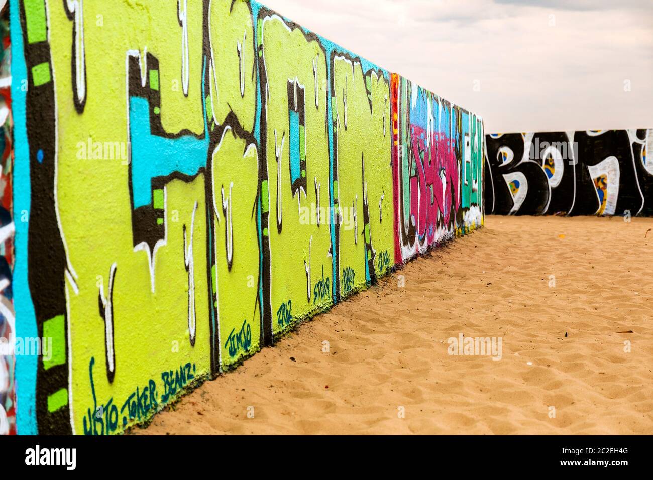 Colourful graffitied murals in Venice Beach, California. Stock Photo