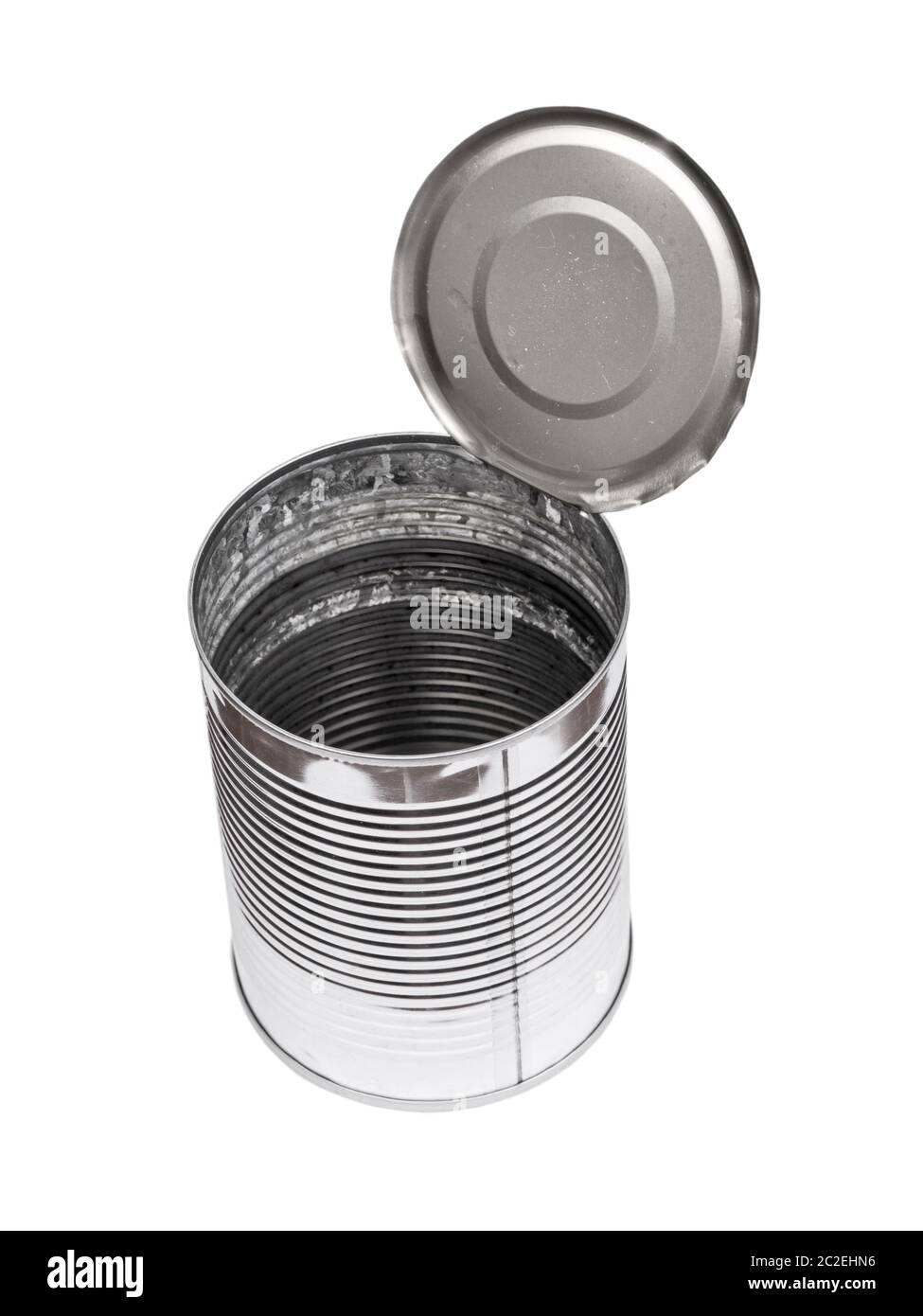 Empty open tin can isolated on white background Stock Photo Alamy
