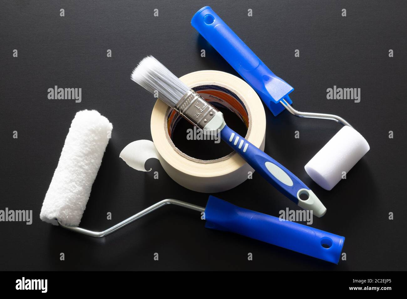 painting roller isolated on black background Stock Photo