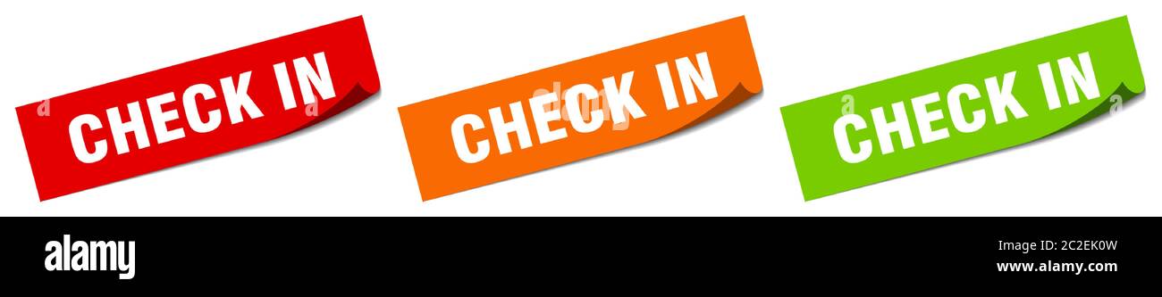 check in sticker. check in square isolated sign. check in label Stock ...