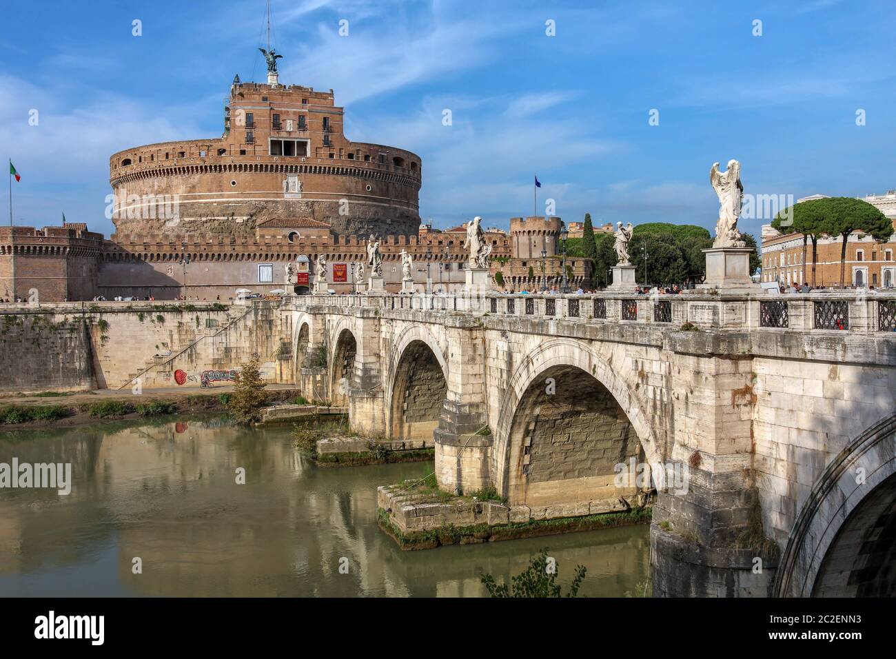 Castel Sant'Angelo (The Castle of the Holy Angel or Mausoleum of Hadrian) in Rome, Italy. Stock Photo