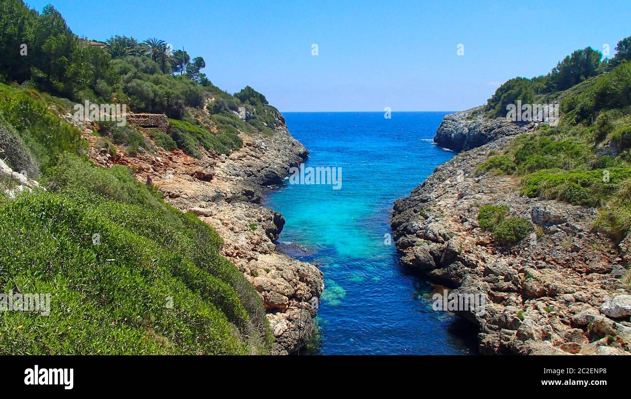 Beautiful river mouth into the Mediterranean sea in Mallorca Stock Photo