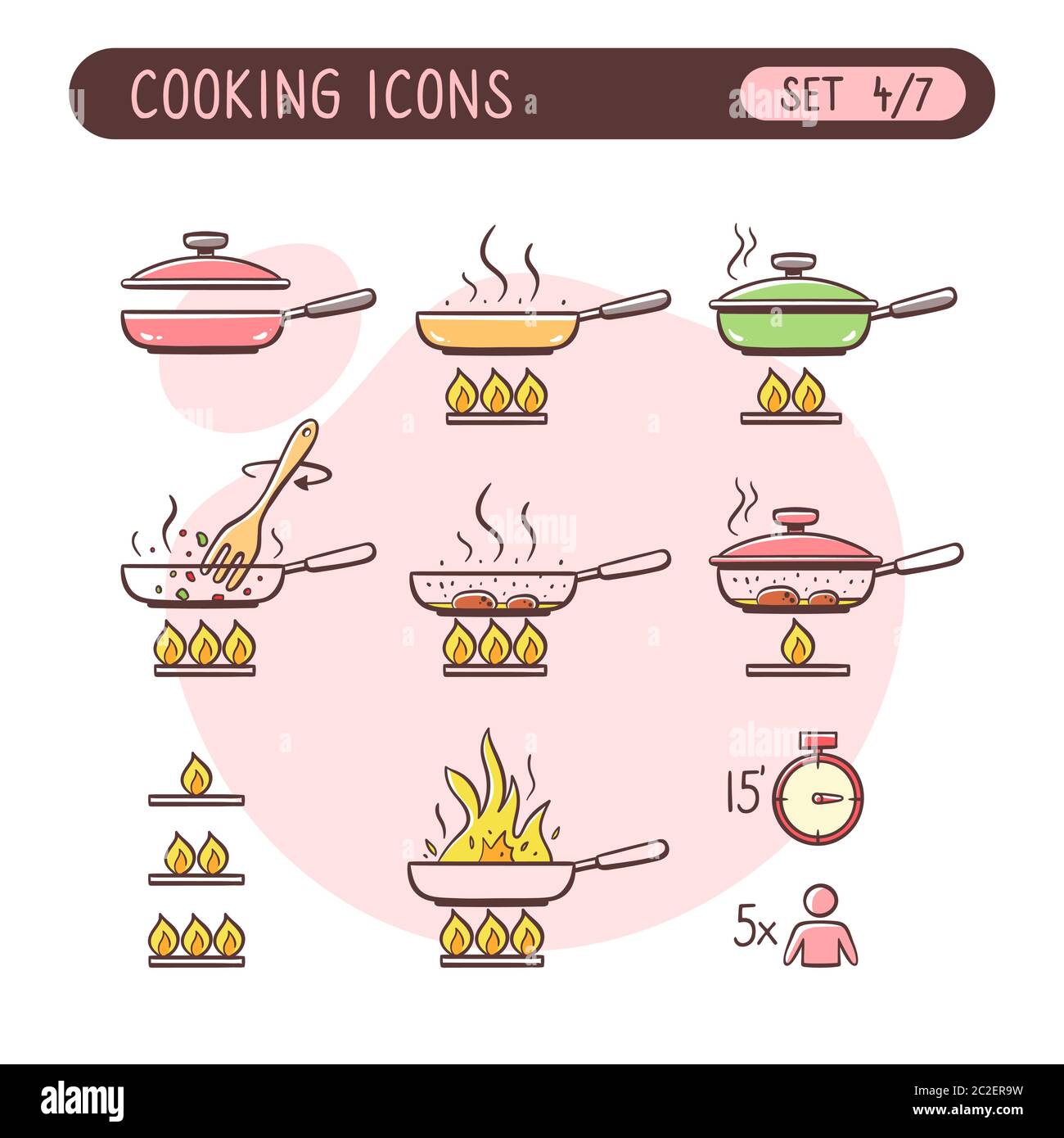Cooking instructions icon set. Very useful to explain cooking recipes ...
