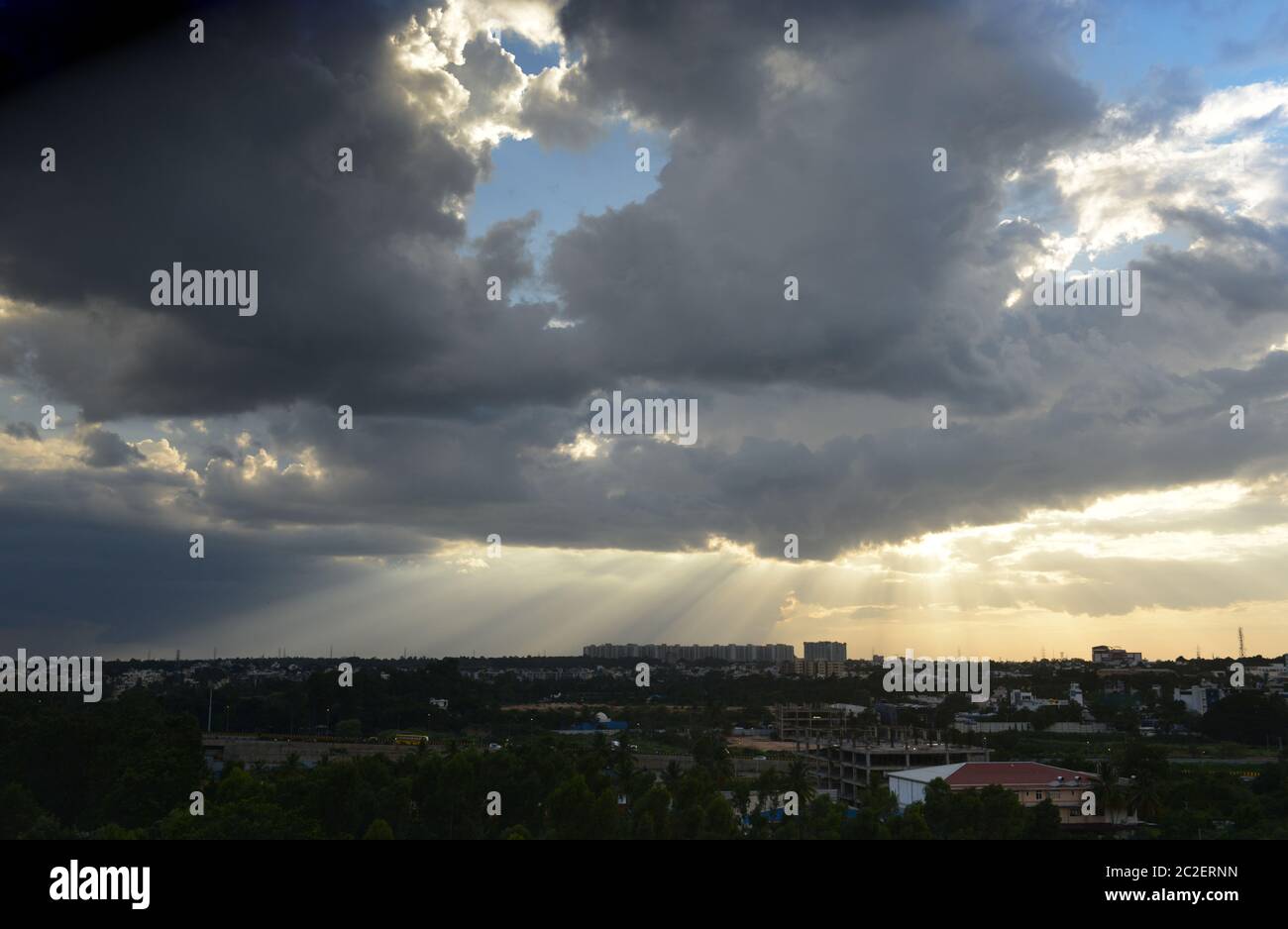 Apartments in a real estate development in Asia in the monsoon season Stock Photo