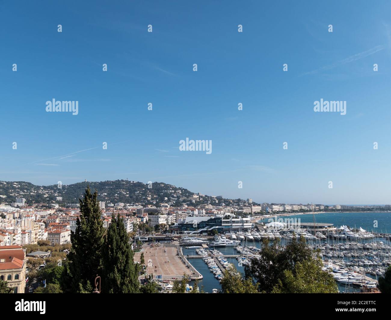 many ships and boats are moored in the port of cannes. france Stock Photo
