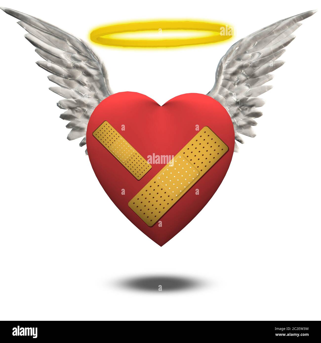 Wounded good heart with wings Stock Photo