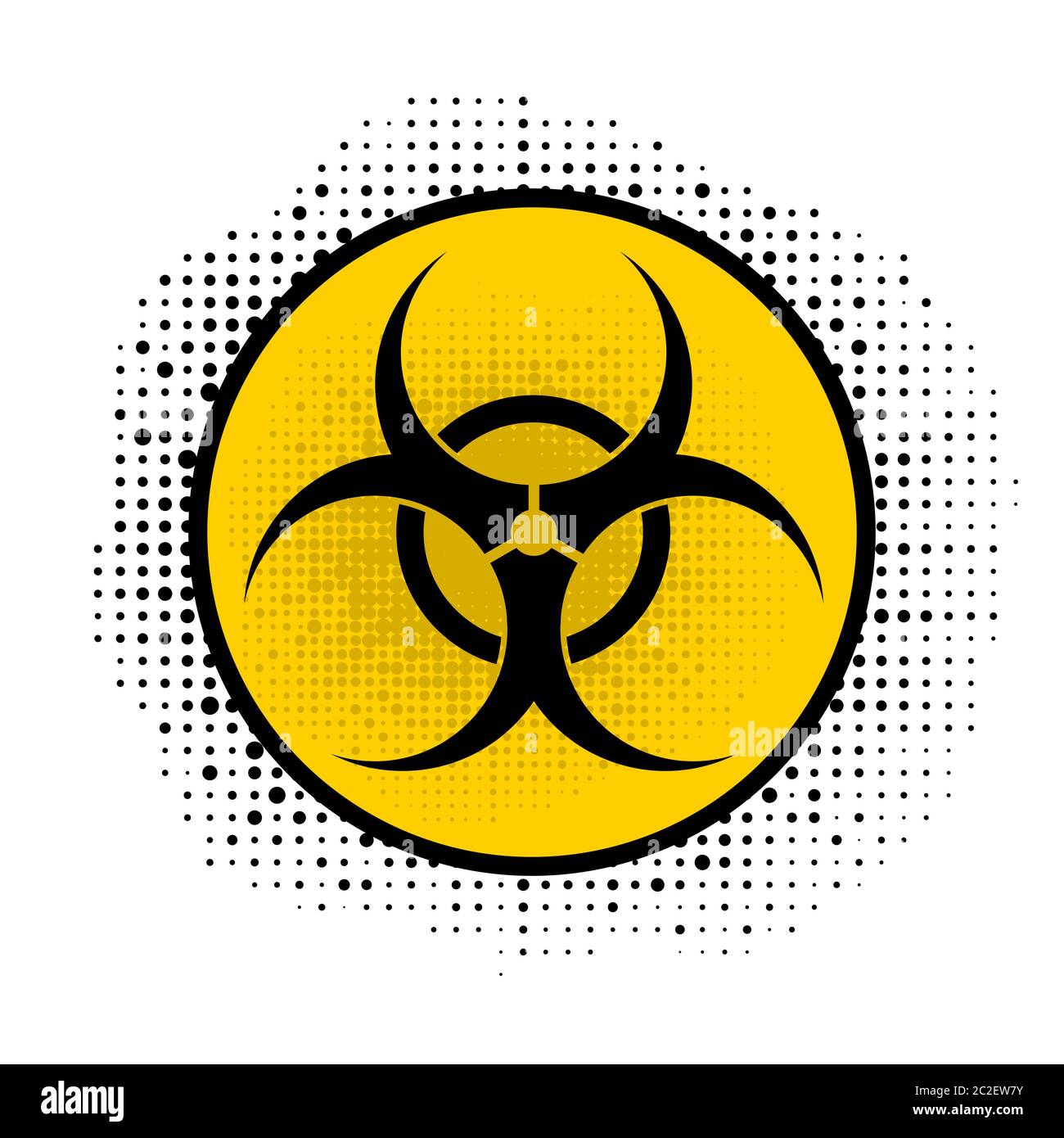 Beware Biohazard Sign Isolated on White Backgrouind. International Hazard Symbol. Warning Icon of Virus. Stock Photo