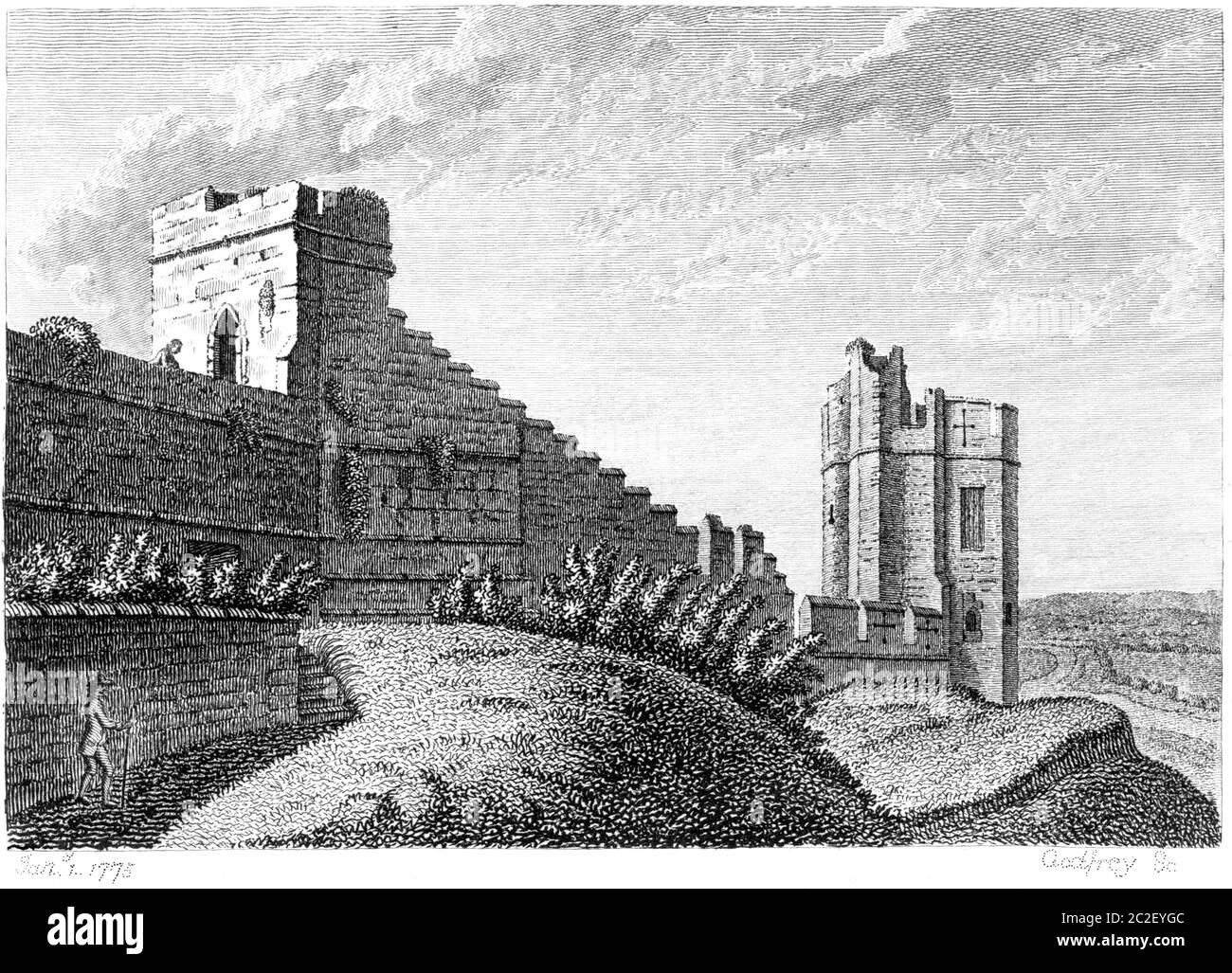 An engraving of The New or Water Tower Chester January 1 1775 scanned at high resolution from a book published in the 1770s.  Believed copyright free. Stock Photo