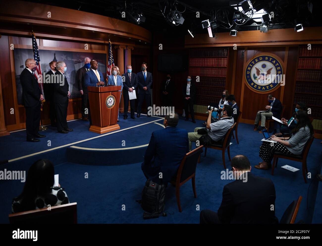 Washington, United States. 17th June, 2020. Sen. Tim Scott speaks at a news conference to announce a Republican police reform bill on Capitol Hill in Washington, DC on Wednesday, June 17, 2020. The bill reforms policing in the United States and it includes provisions to stop police misconduct and the use of excessive force. Photo by Kevin Dietsch/UPI Credit: UPI/Alamy Live News Stock Photo