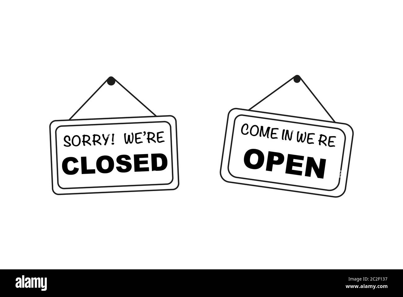 Closed and open in signboard  Stock Vector