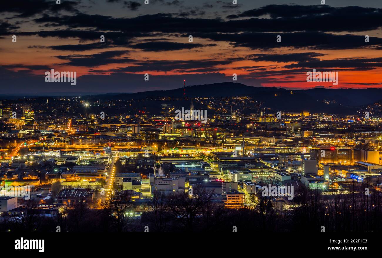 the state capital of upper austria linz at night Stock Photo - Alamy