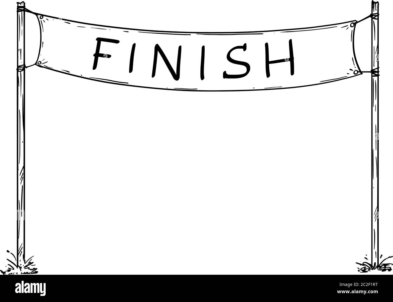 Hand drawn vector of empty race finish line sign or circuit finishing line banner. Business or career concept. Stock Vector