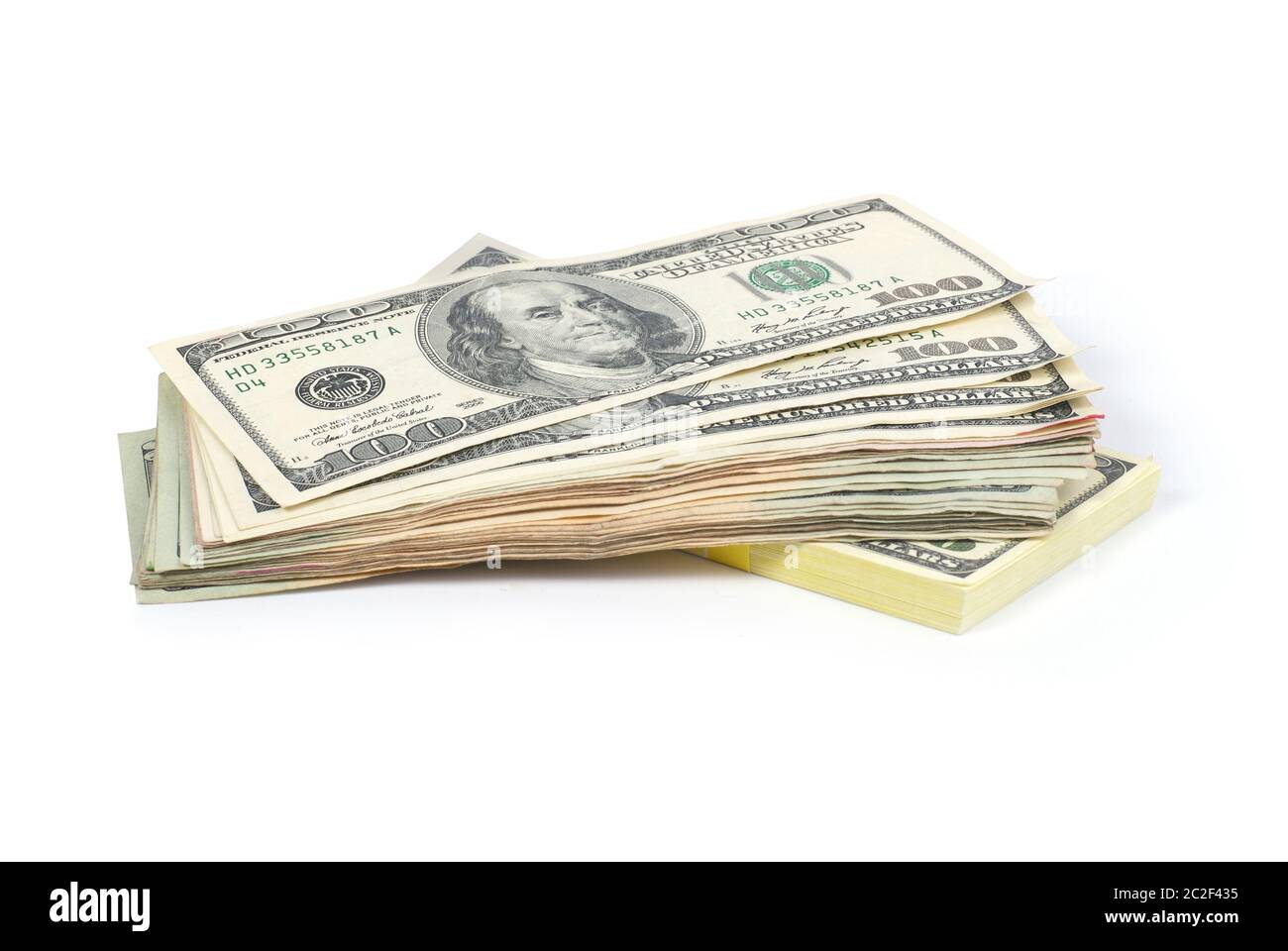 Stack of money- cash of US dollars isolated on white background Stock ...