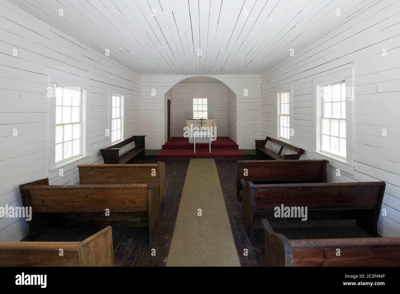 Interior of the First African Baptist Church on Cumberland Island, Georgia Stock Photo