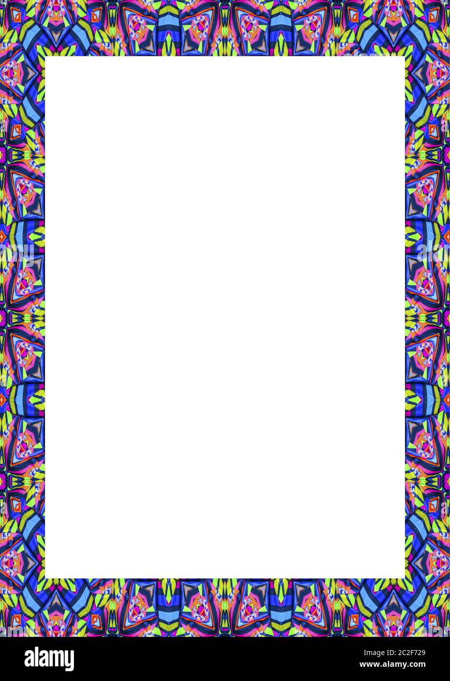 White Frame with Decorated Borders Stock Photo