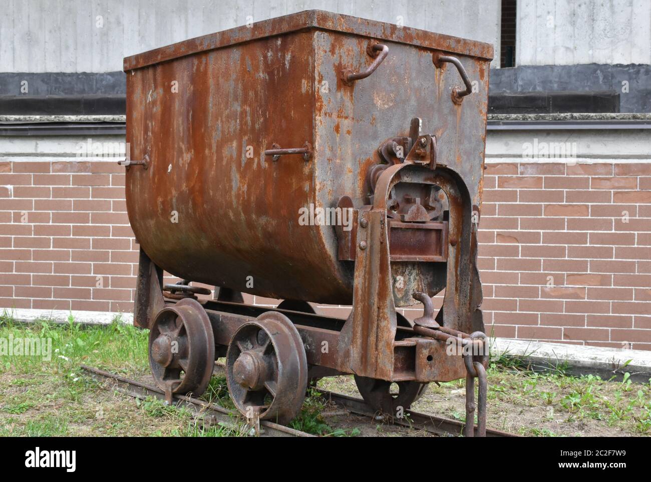 Mine wagon pushers Stock Photo