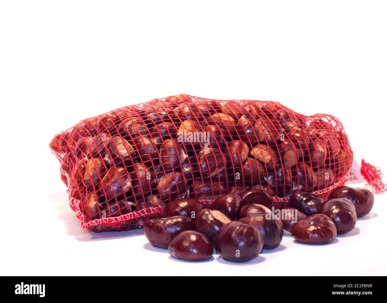 plastic bag with chestnuts inside Stock Photo