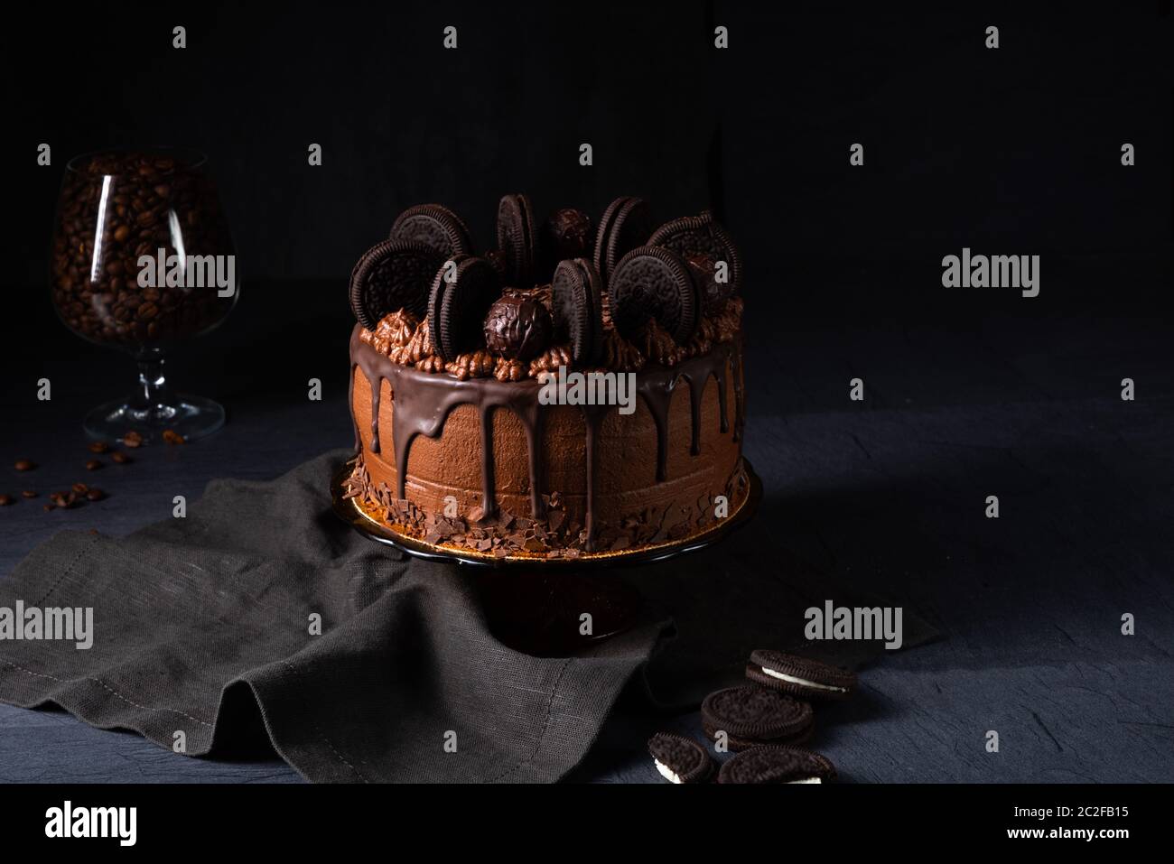 delicious chocolate pie with biscuits Stock Photo
