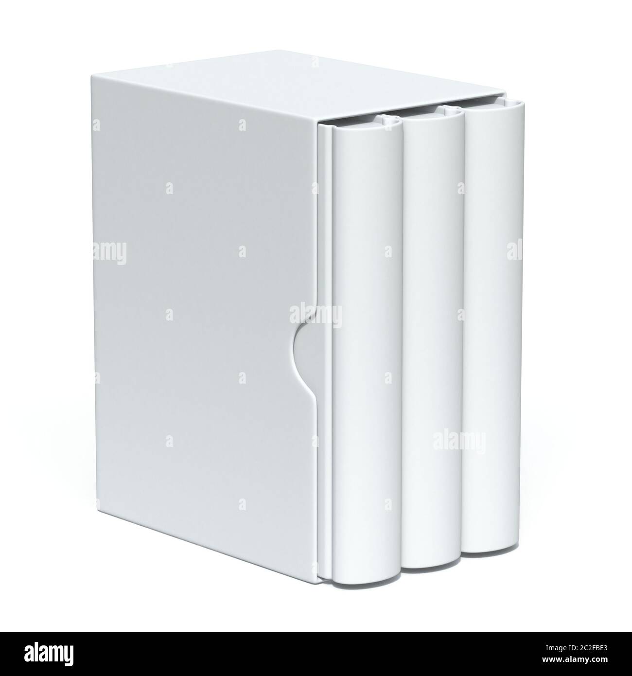 Three books with blank box cover 3D rendering illustration isolated on ...
