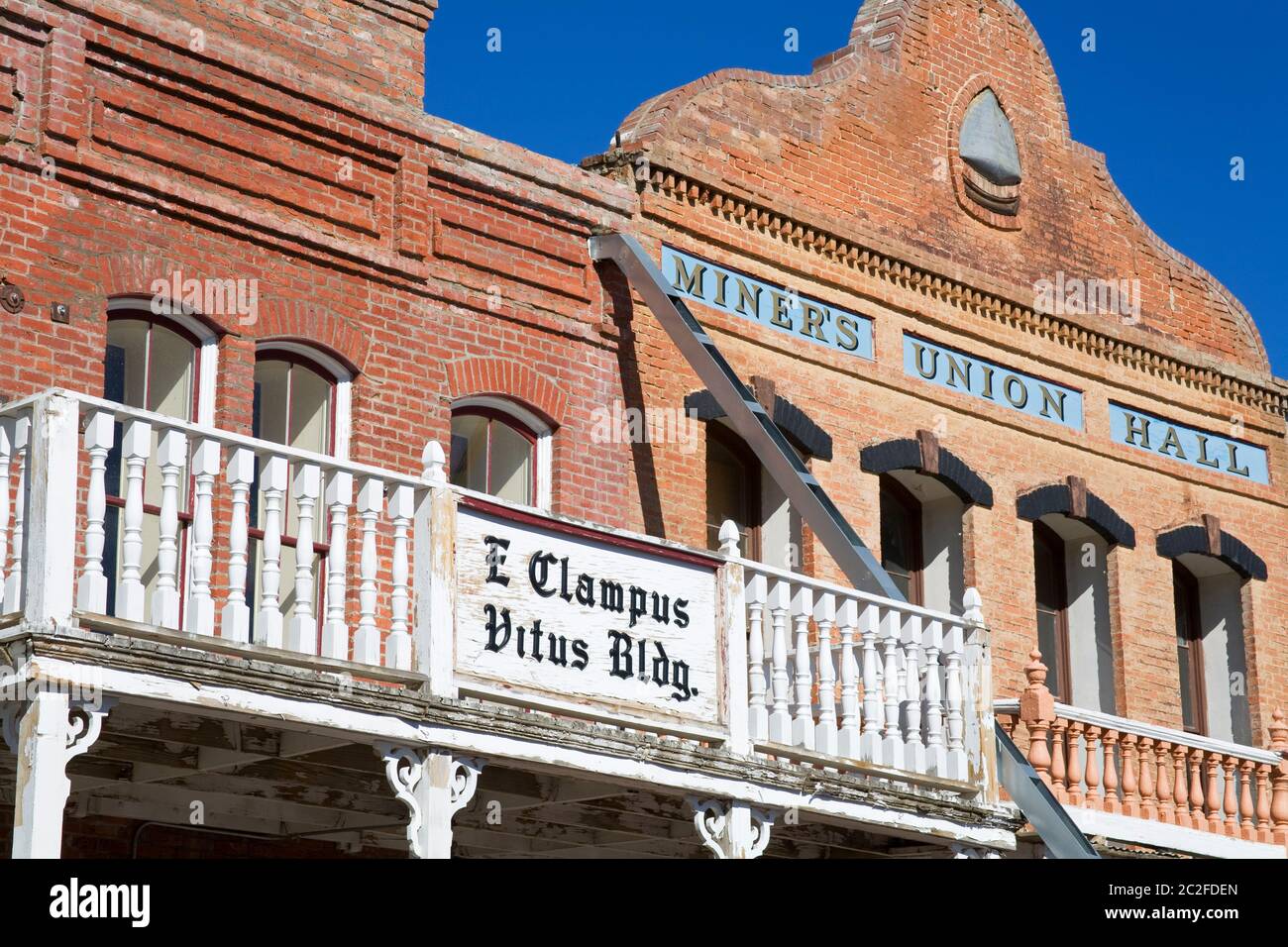 Miner's Union Hall in Virginia City, Nevada, USA Stock Photo