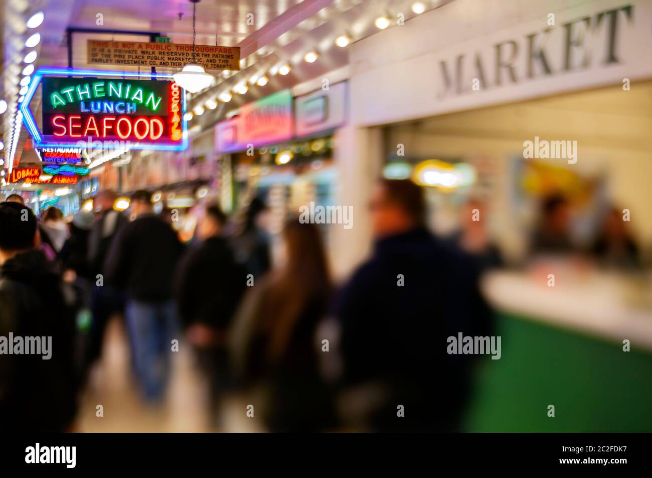 LB00159-00...WASHINGTON - Digital Lensbaby image of Pike Place Market. Stock Photo