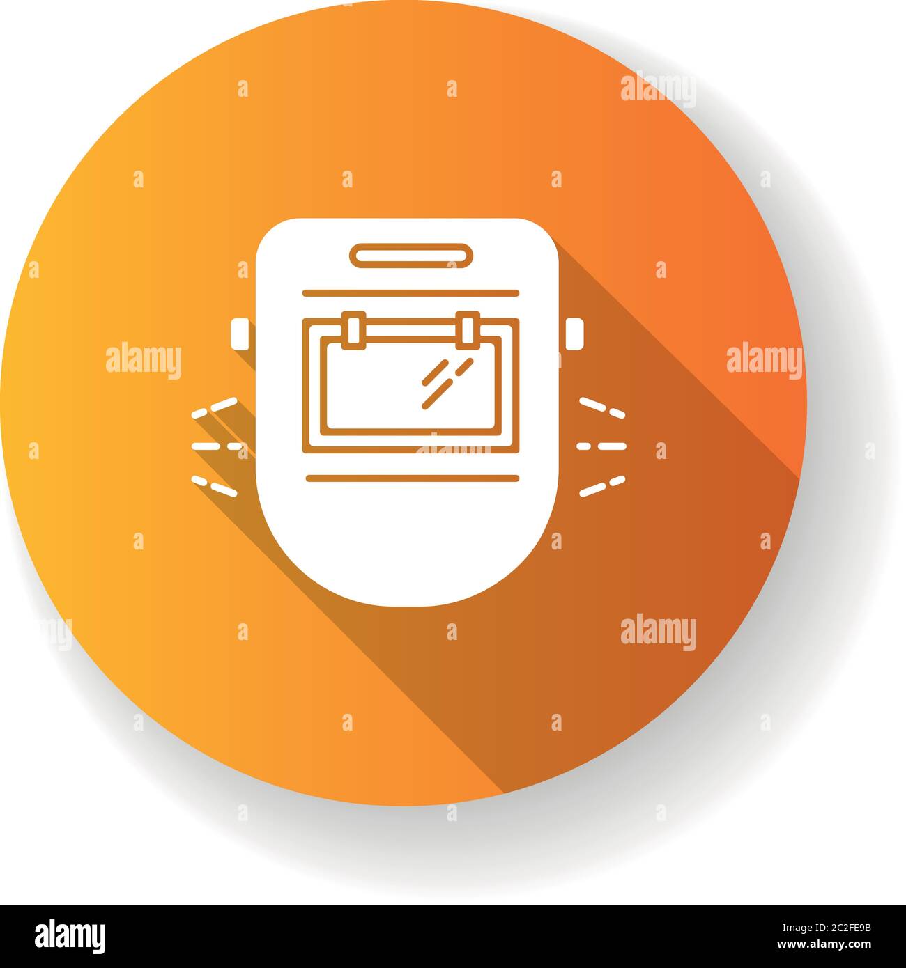 Welder mask orange flat design long shadow glyph icon Stock Vector