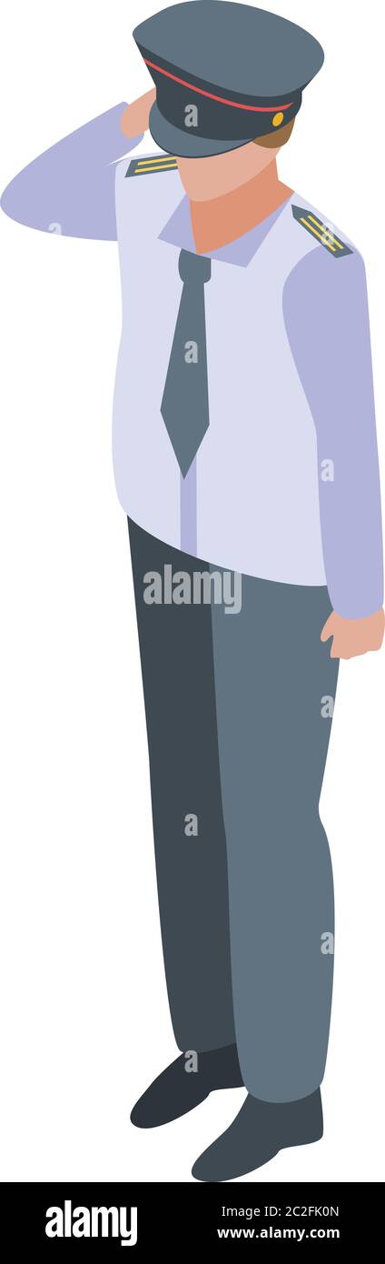 Salute policeman icon, isometric style Stock Vector