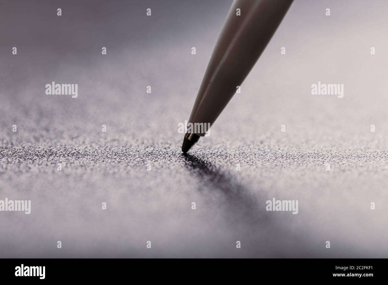 automatic plastic ballpoint pen with clipping path on black background. close up. Stock Photo