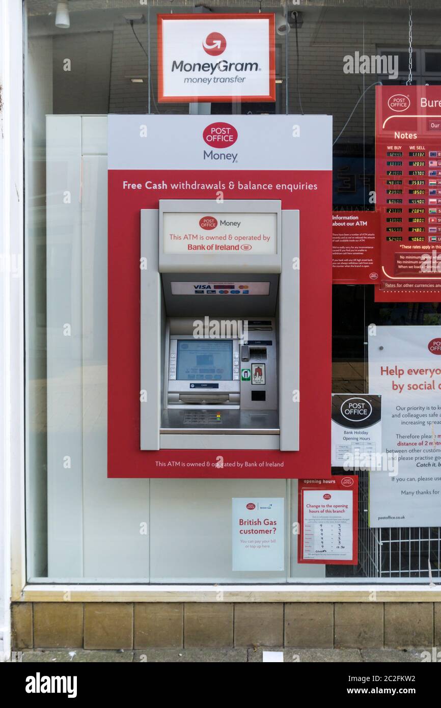 Post office ATM cash machine provided by Bank of Ireland. Stock Photo