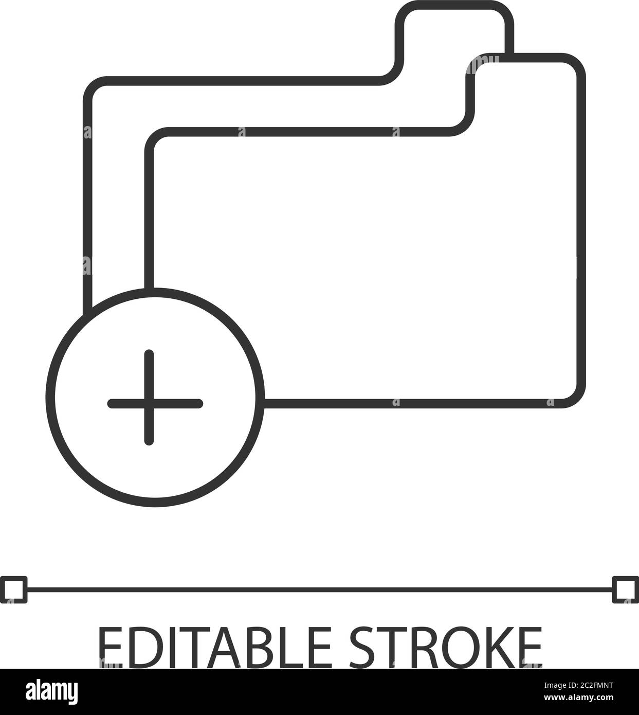 Empty folder pixel perfect linear icon Stock Vector