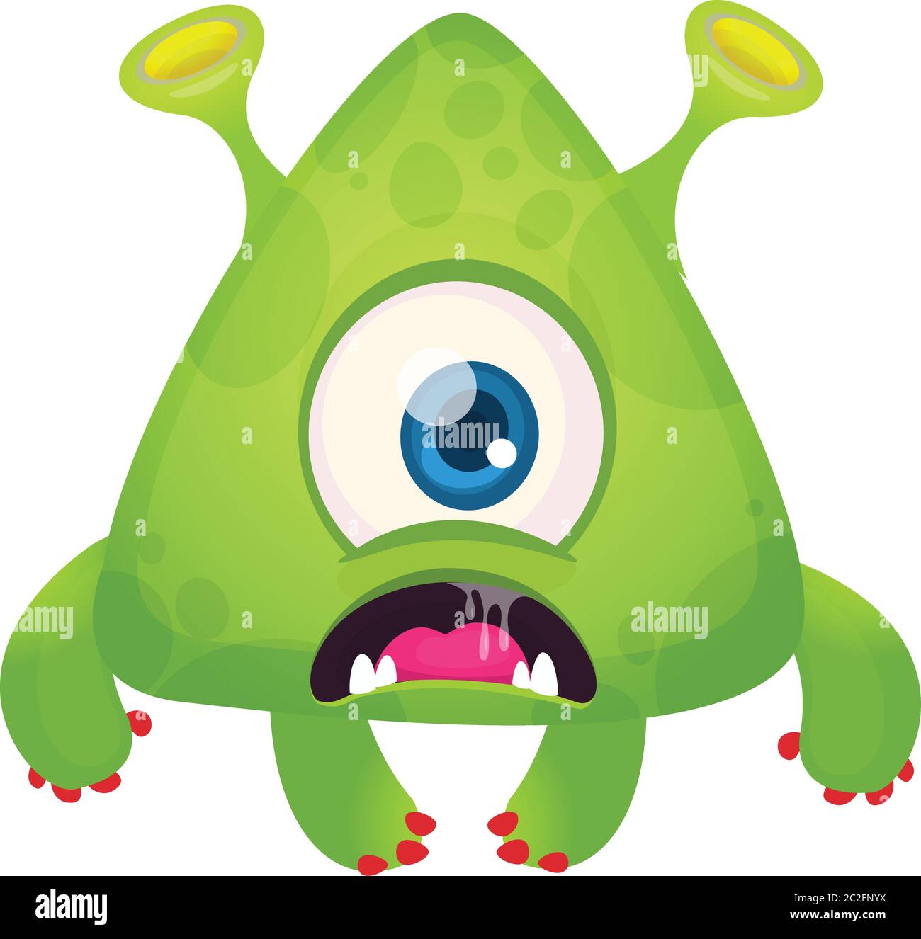 Green funny happy cartoon alien. Green vector alien character with three  eyes. Halloween design Stock Vector Image & Art - Alamy
