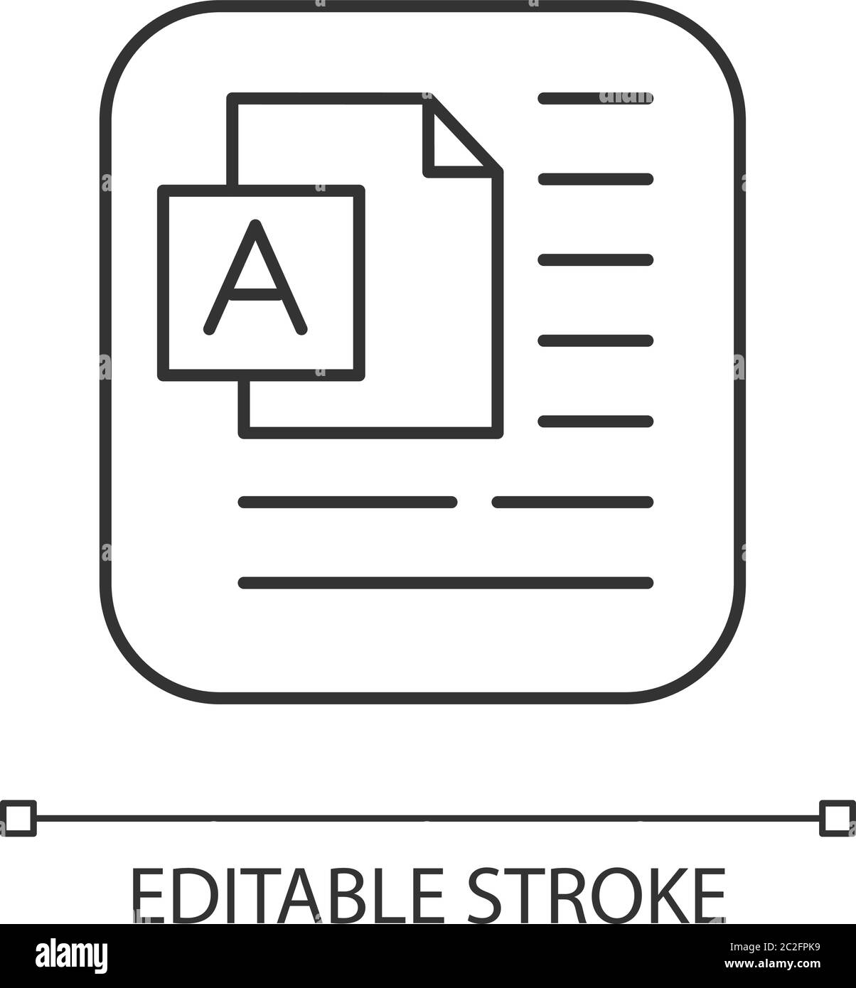 Document pixel perfect linear icon Stock Vector