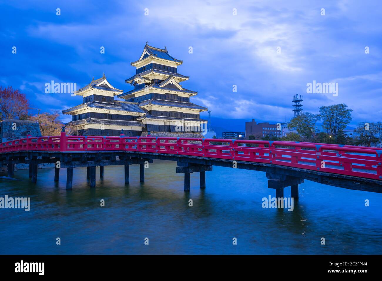 Matsumoto Castle at night in Matsumoto, Nagano Prefecture, Japan Stock