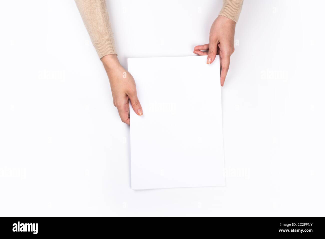 Download Woman S Hands With Perfect Manicure Holding Notepad As Mockup For Your Design White Background Flat Lay Stock Photo Alamy