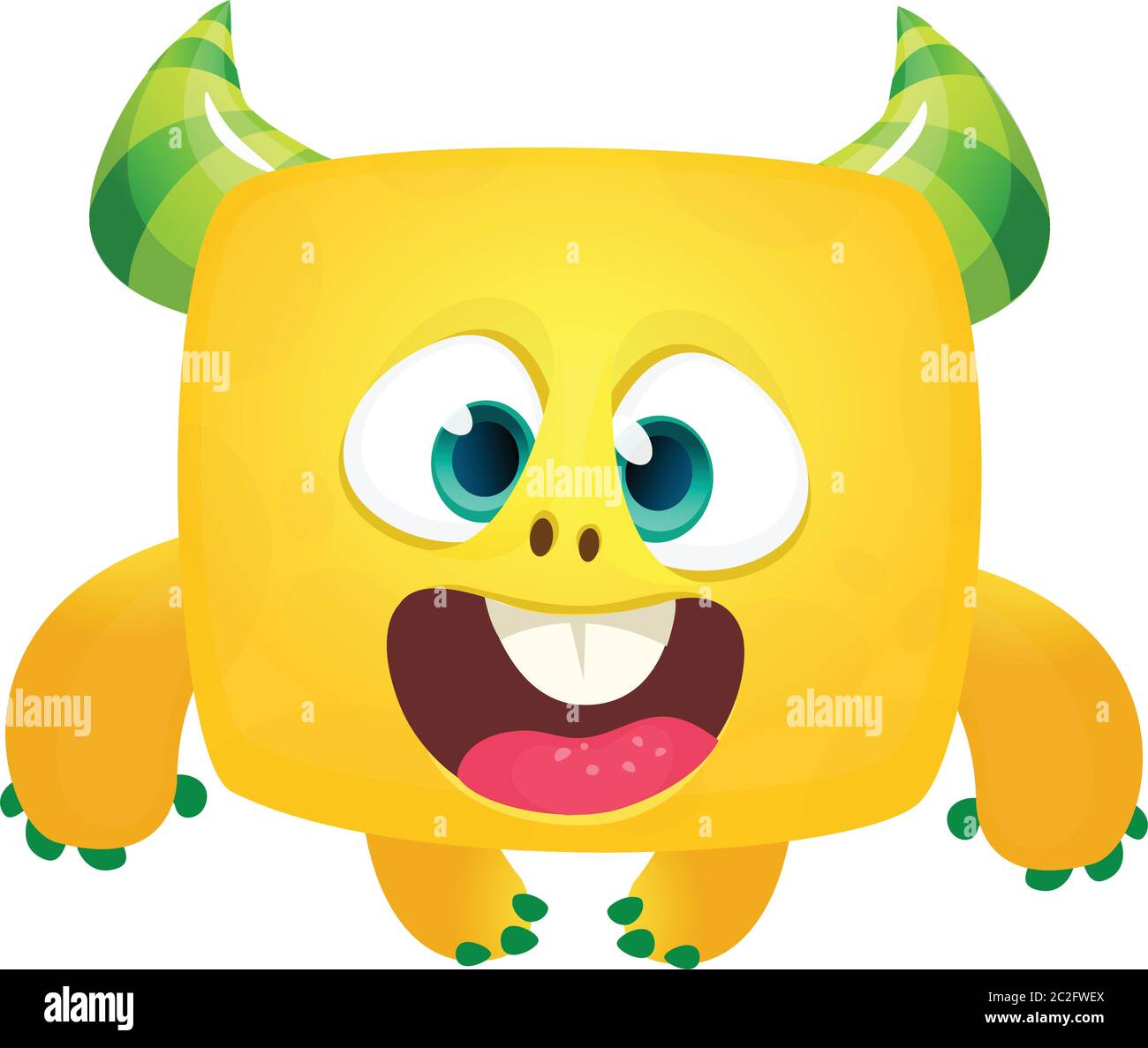 Happy cartoon monster wearing eyeglasses. Smart monster character ...