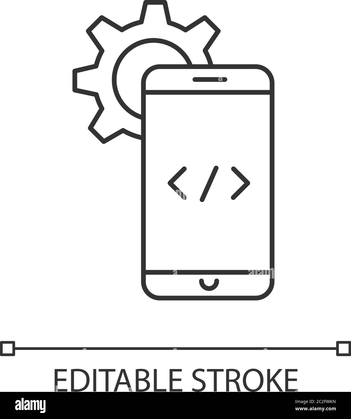 Mobile software development pixel perfect linear icon Stock Vector ...