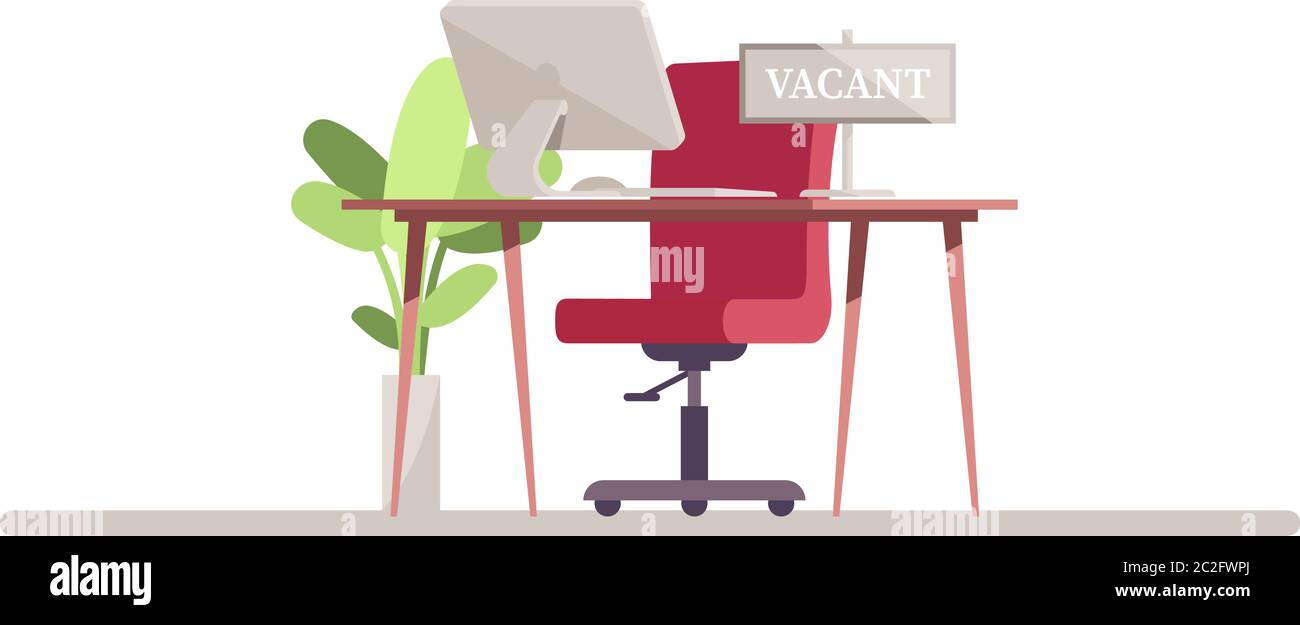 HR workspace semi flat RGB color vector illustration Stock Vector