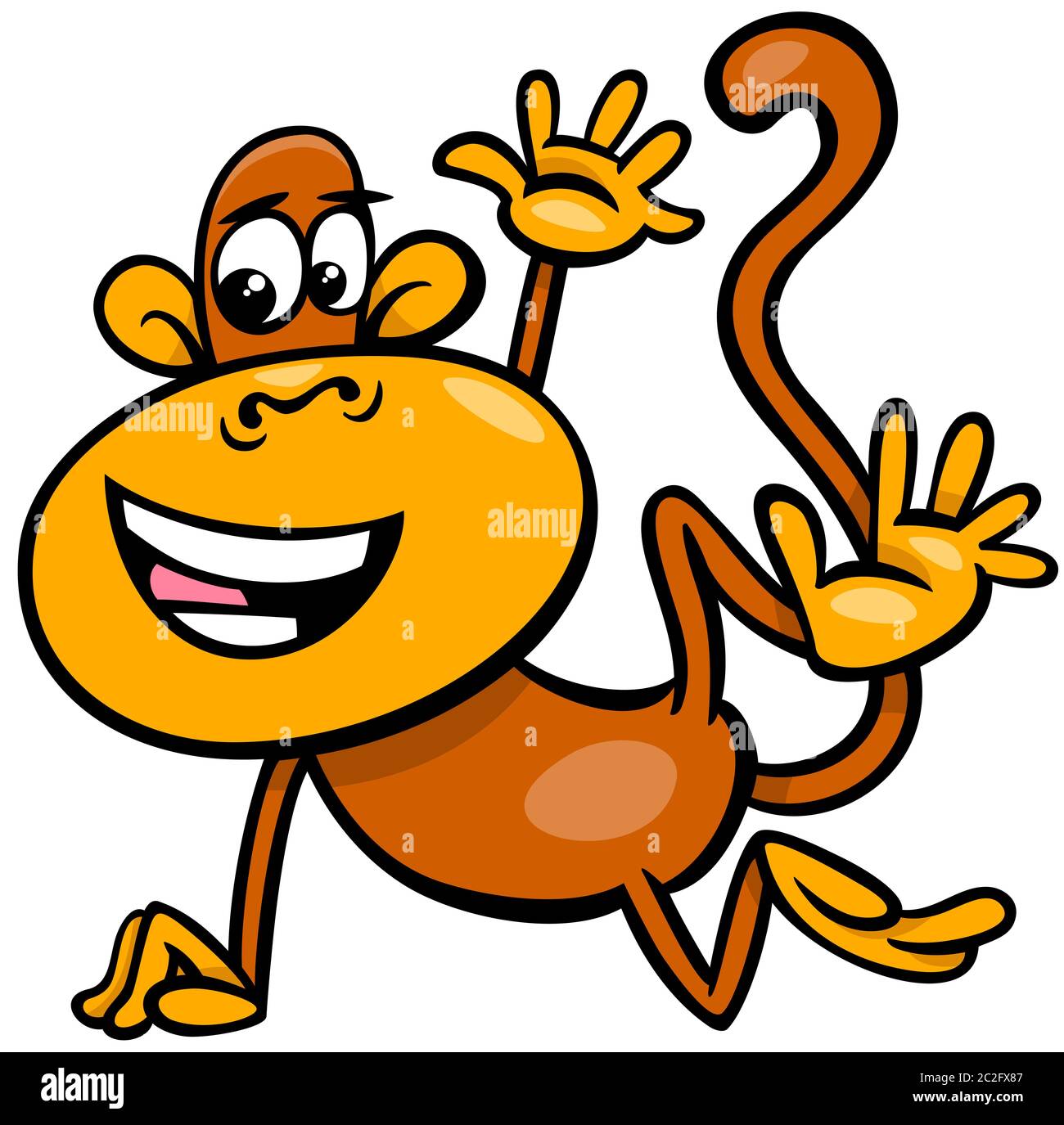 happy monkey animal character cartoon illustration Stock Photo - Alamy