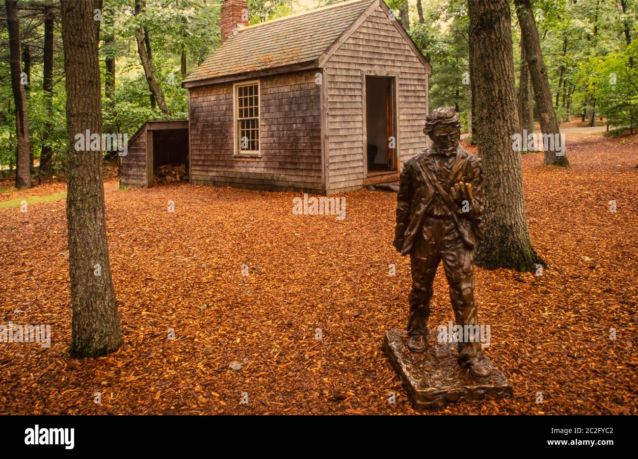 Replica of Henry David Thoreau cabin Walden pond Concord Massachusetts Stock Photo
