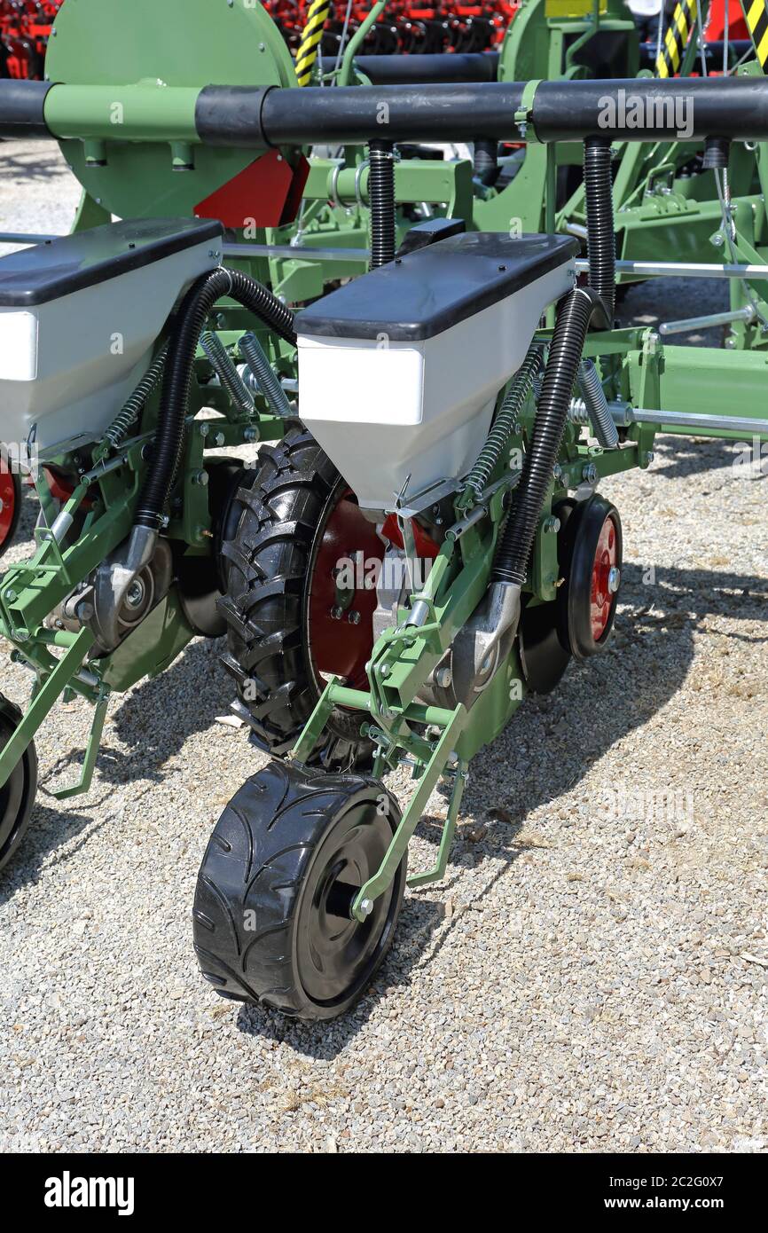 Mechanical Seed Drill Planter Agriculture Machinery Seeder Stock Photo